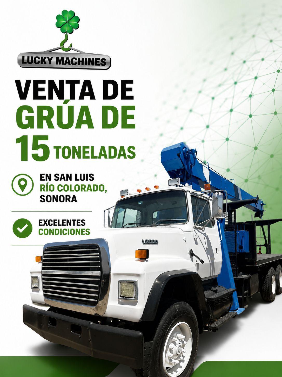 Venta de grúa Ford L8000 de 15 toneladas en excelentes condiciones